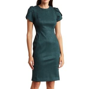 NWT Calvin Klein Tulip Sleeve Faux Sueded Dress